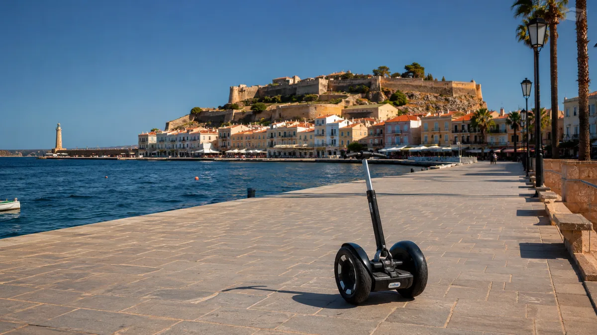 A Segway tour group in Rethymno old town